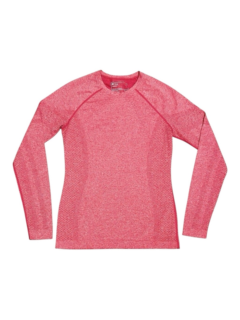 FIGS Heather Pink/Red Salta Seamless Long Sleeve Underscrub Top Slim Fit Size M